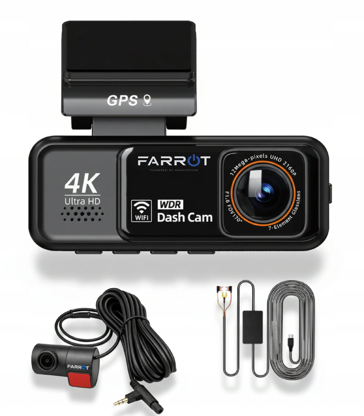 Automobilinis vaizdo registratorius 4K GPS Wi-Fi kamera priekyje ir gale ADAS G-jutiklis