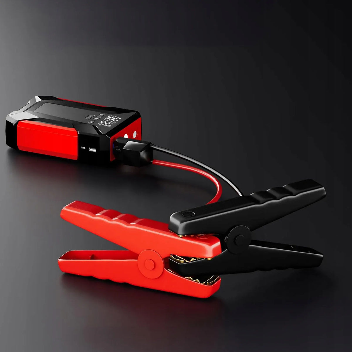 Automobilio paleidimo įrenginys jump starter kompresorius pompa booster powerbank dėklas