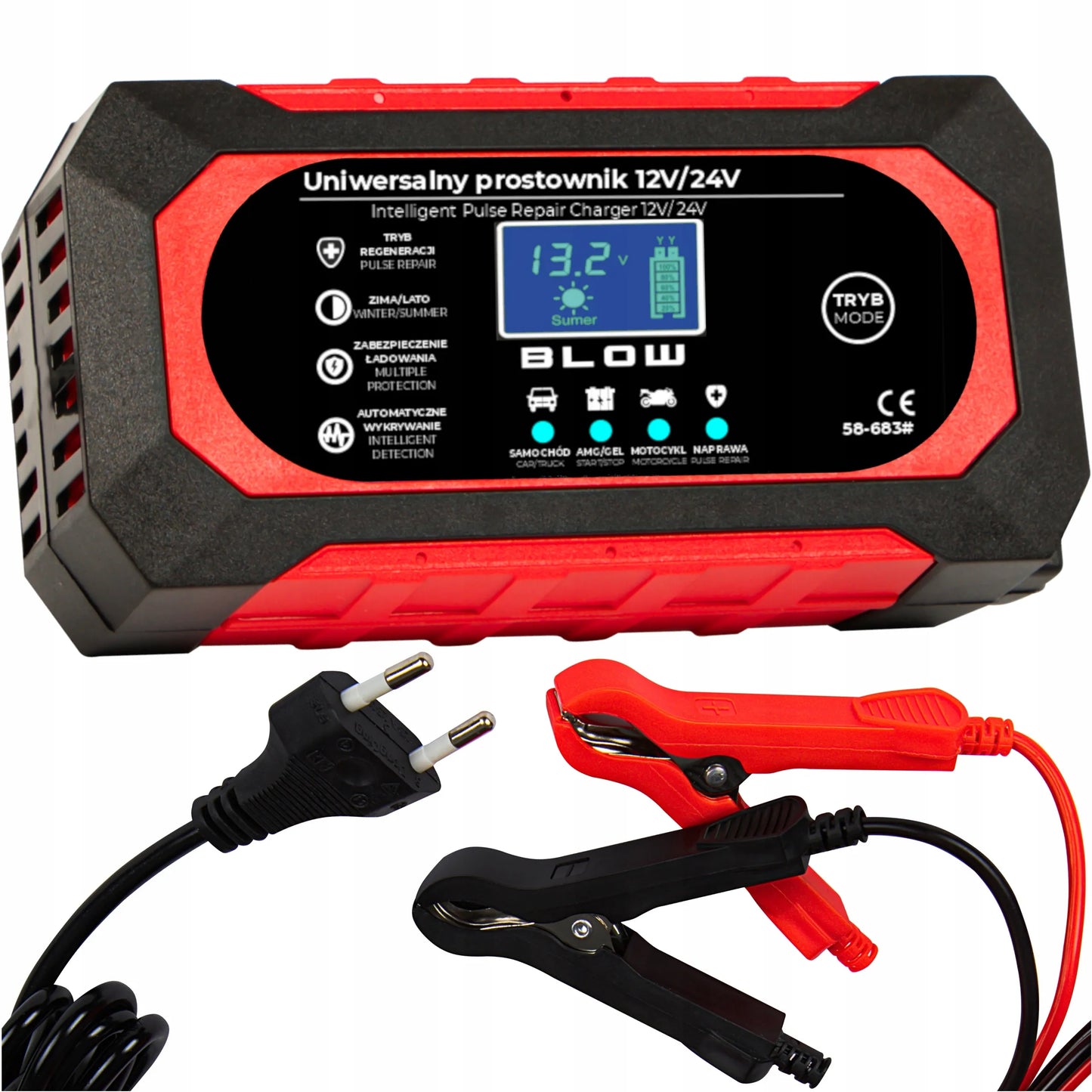 Automobilio užvedėjas LCD 24V 12V 8A