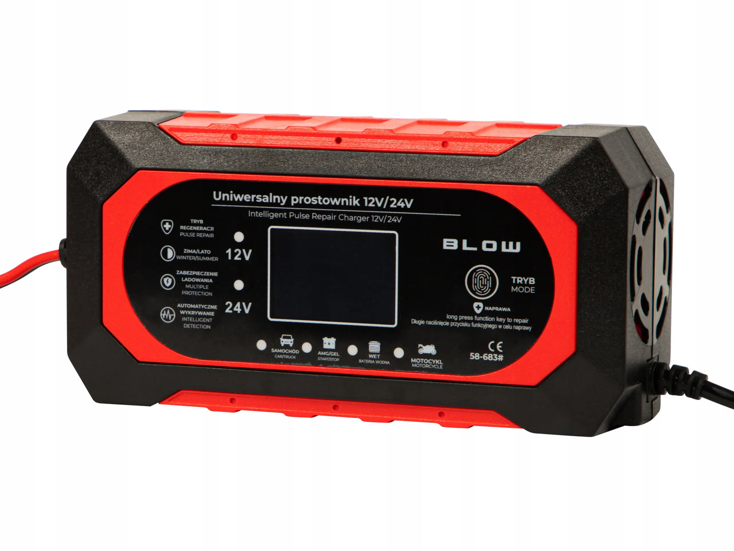 Automobilio užvedėjas LCD 24V 12V 8A
