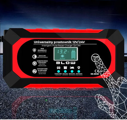 Automobilio užvedėjas LCD 24V 12V 8A