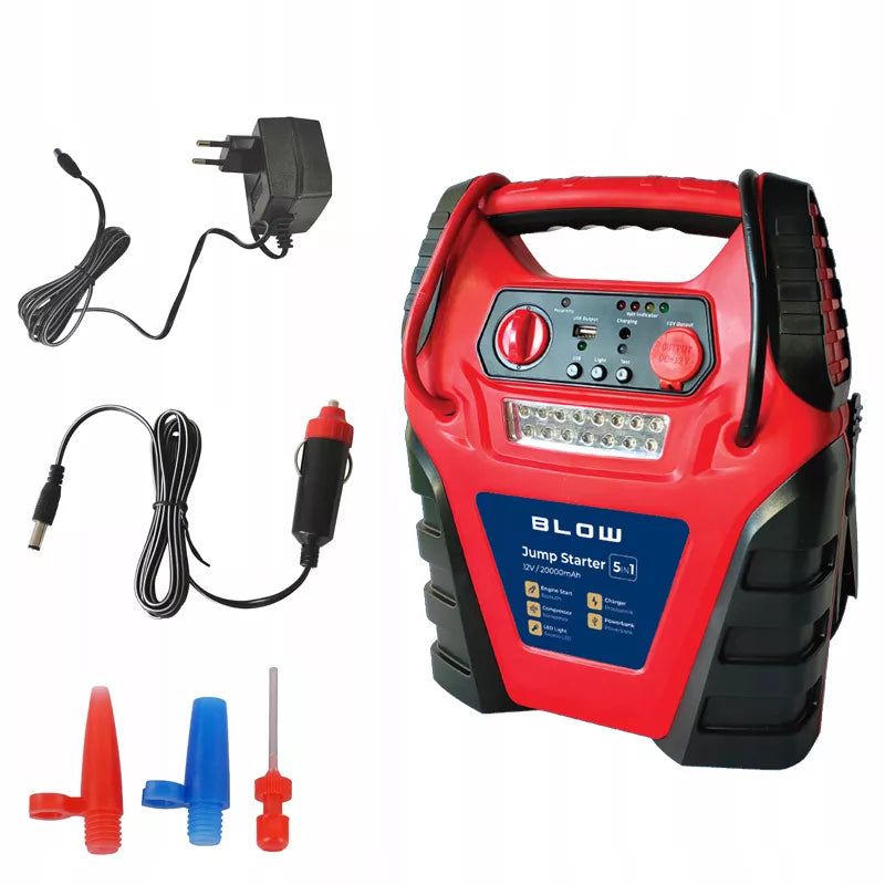 Automobilio užvedėjas / powerbank 5 in 1 – kompresorius ir siurblys automobiliams 12 V, 20000 mAh