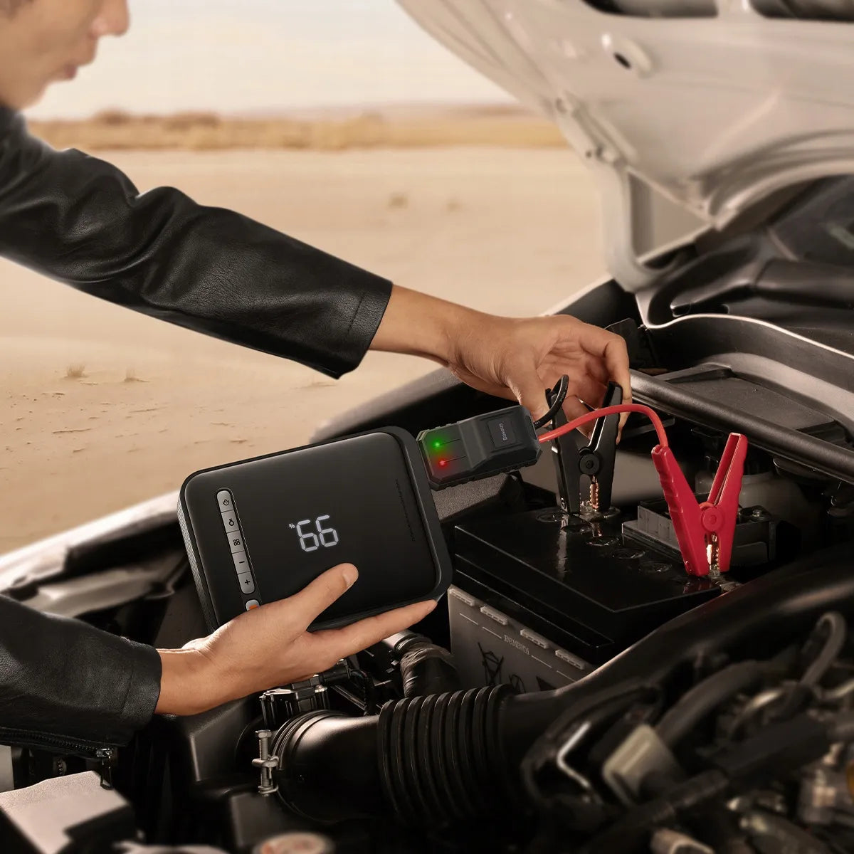 Automobilio užvedimo įrenginys BASEUS Jump Starter, Powerbank 8000 mAh, Kompresorius, Žibintuvėlis