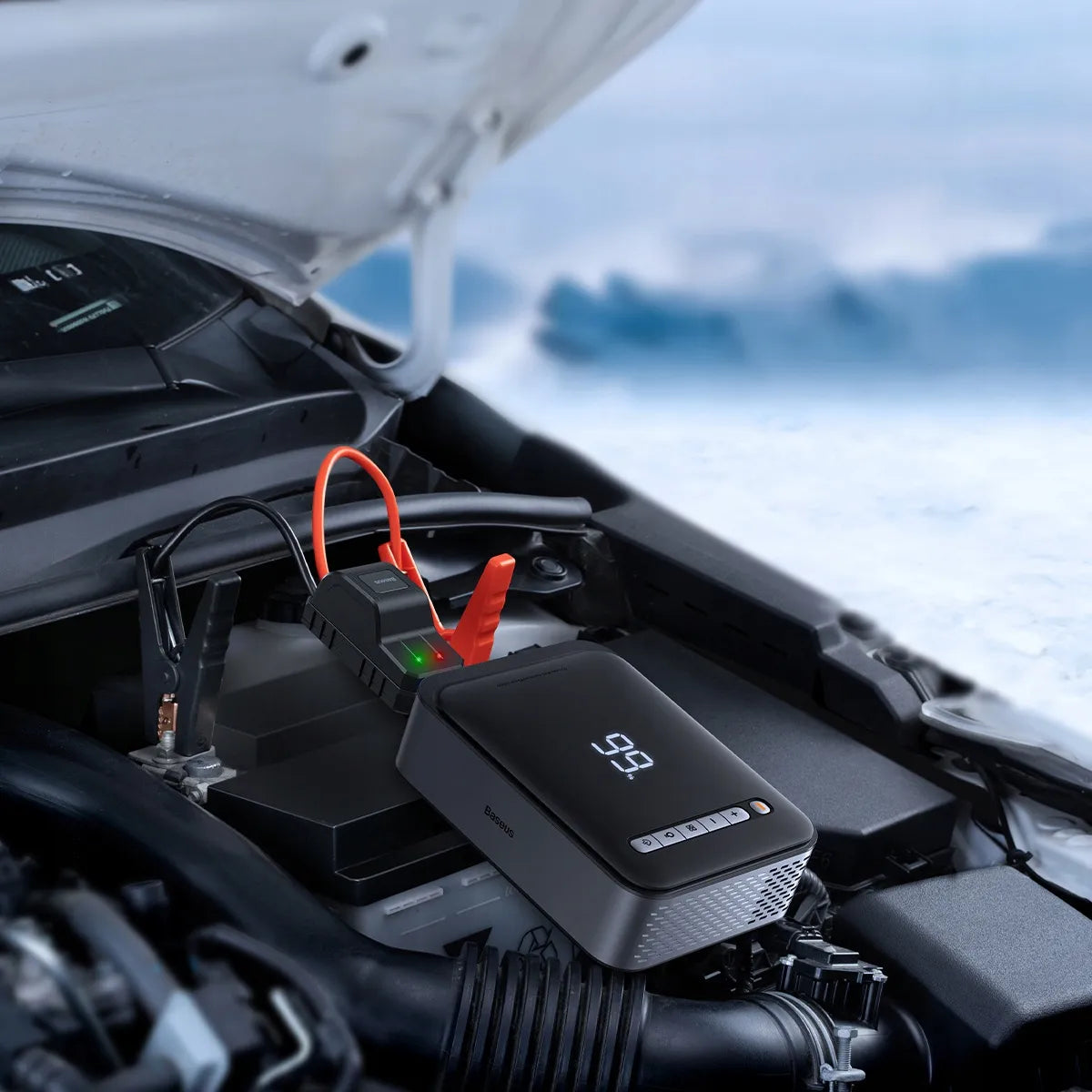 Automobilio užvedimo įrenginys BASEUS Jump Starter, Powerbank 8000 mAh, Kompresorius, Žibintuvėlis