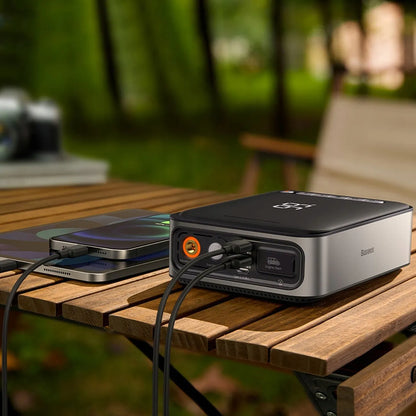 Automobilio užvedimo įrenginys BASEUS Jump Starter, Powerbank 8000 mAh, Kompresorius, Žibintuvėlis