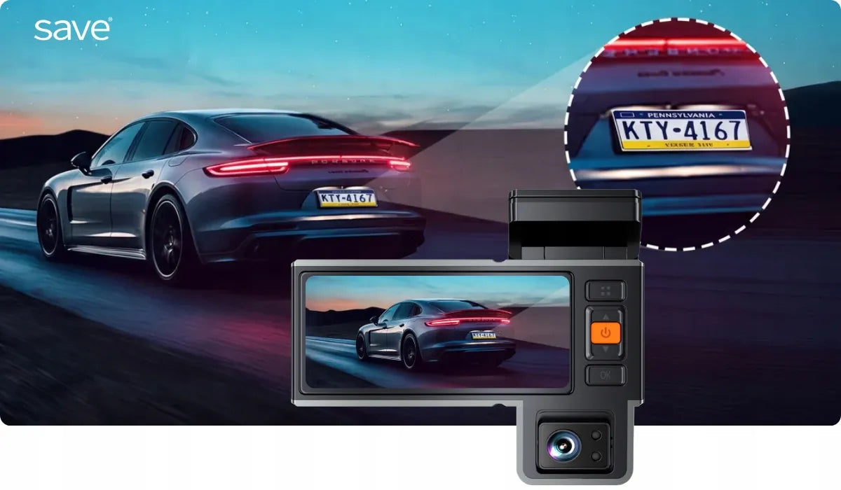 Automobilio vaizdo registratorius 3 kameros GPS 4K