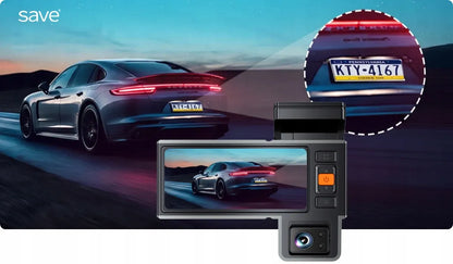 Automobilio vaizdo registratorius 3 kameros GPS 4K
