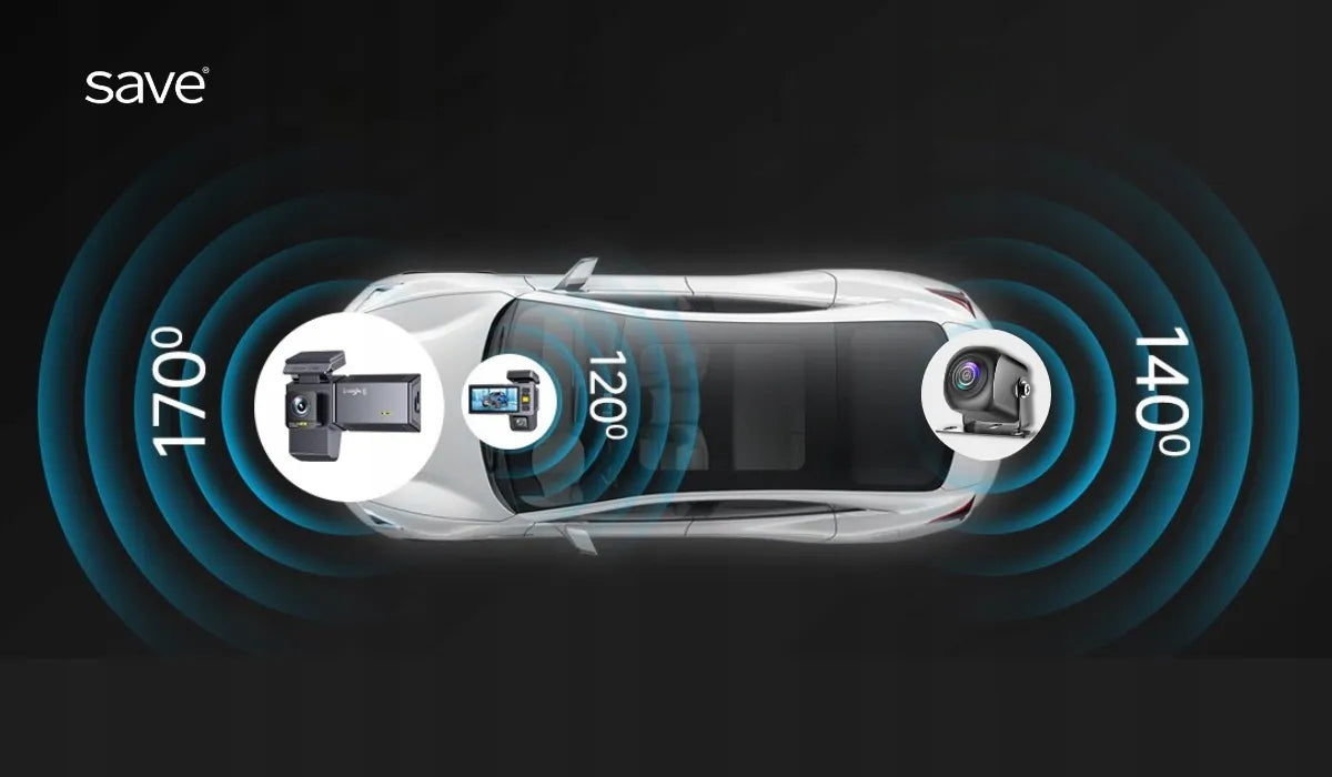 Automobilio vaizdo registratorius 3 kameros GPS 4K