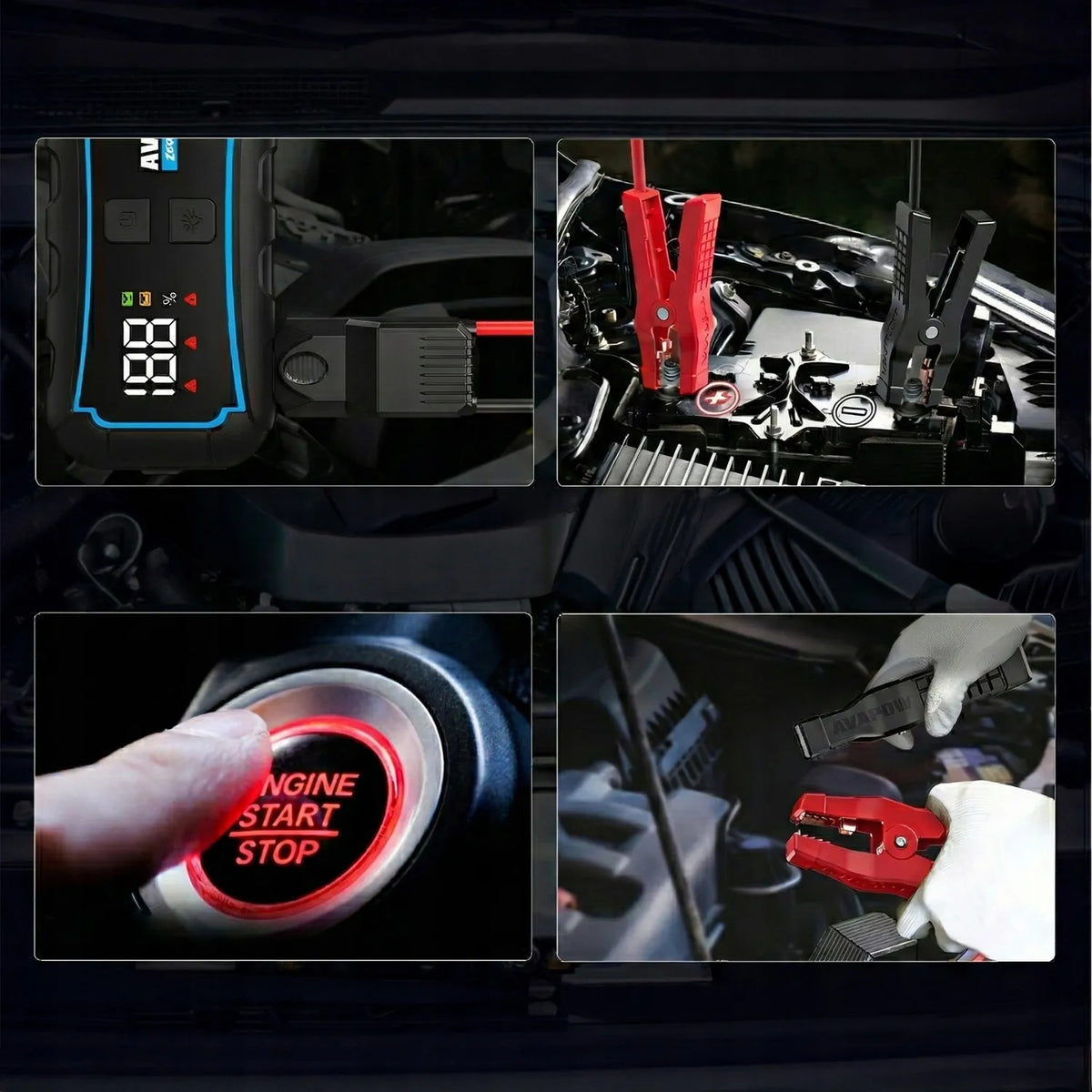 AVAPOW E5 PRO automobilinis užvedimo įrenginys 12000 mAh 2000A 44.4Wh powerbankas