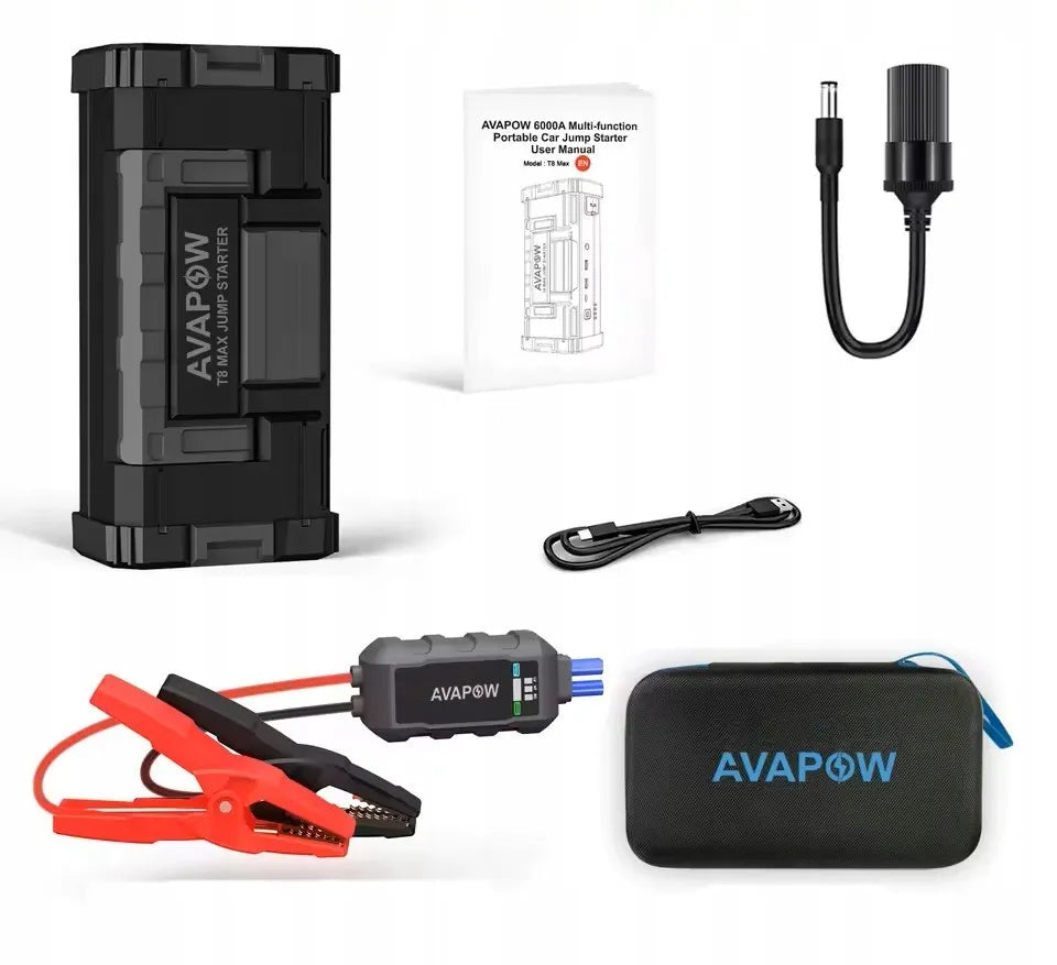AVAPOW T8 MAX profesionalus 6000 A paleidimo įrenginys