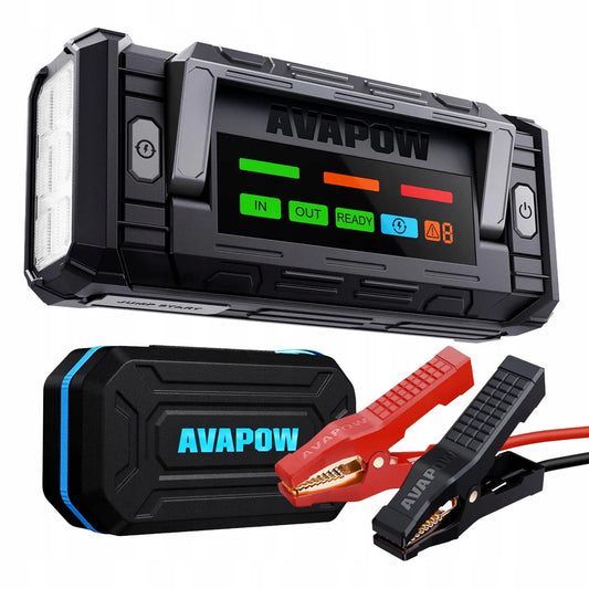 AVAPOW TJ58 12 V paleidimo įrenginys, 8000 A, 74 Wh, išorinė baterija 30 W, LED žibintuvėlis
