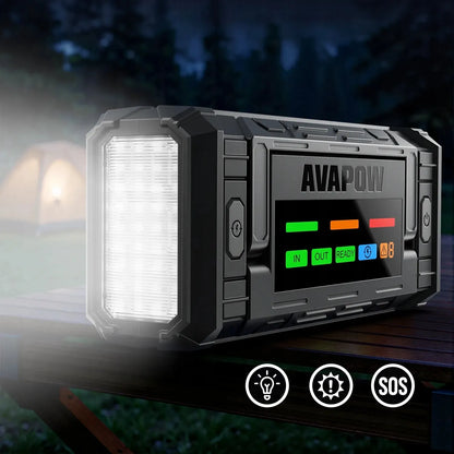 AVAPOW TJ58 12 V paleidimo įrenginys, 8000 A, 74 Wh, išorinė baterija 30 W, LED žibintuvėlis