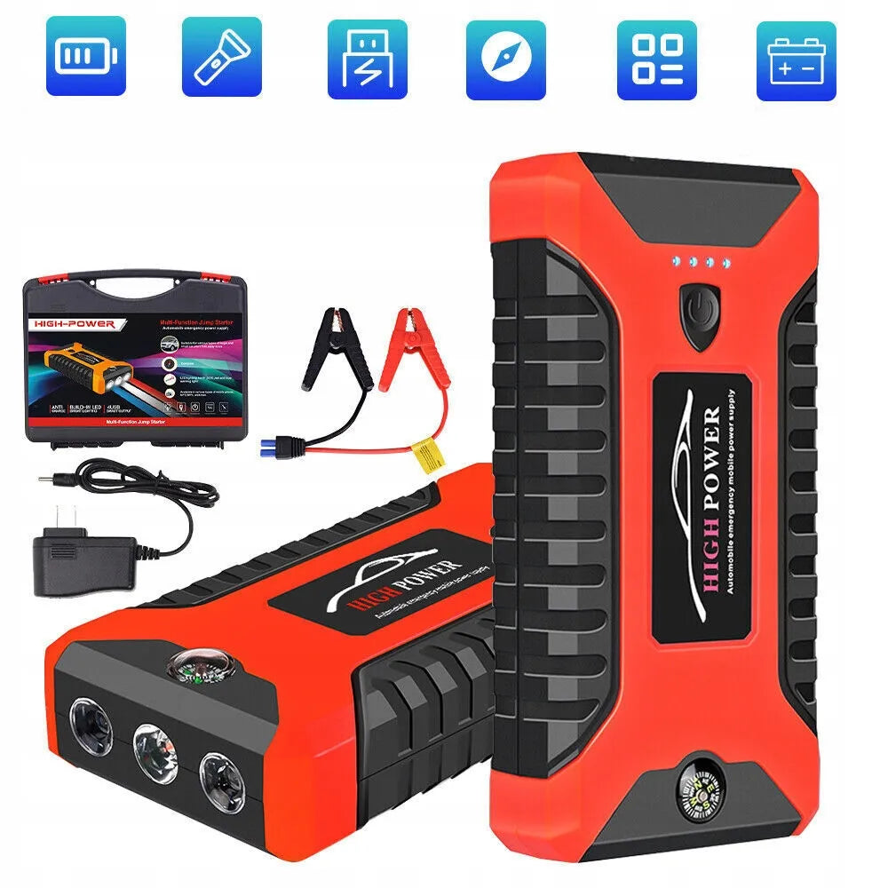 Avarinis automobilio užvedimo įrenginys su power bank funkcija 12V benzininiams ir dyzeliniams varikliams