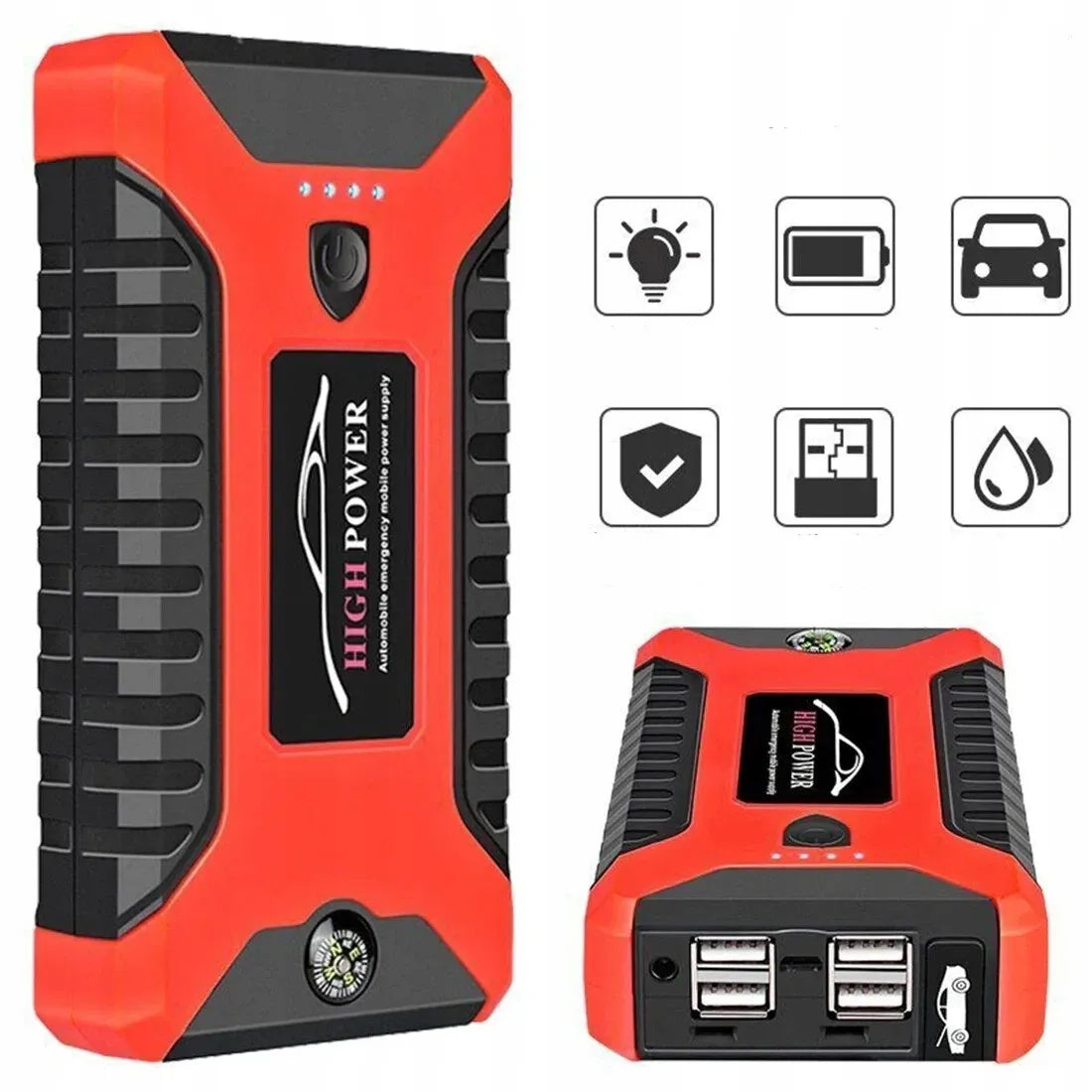 Avarinis automobilio užvedimo įrenginys su power bank funkcija 12V benzininiams ir dyzeliniams varikliams