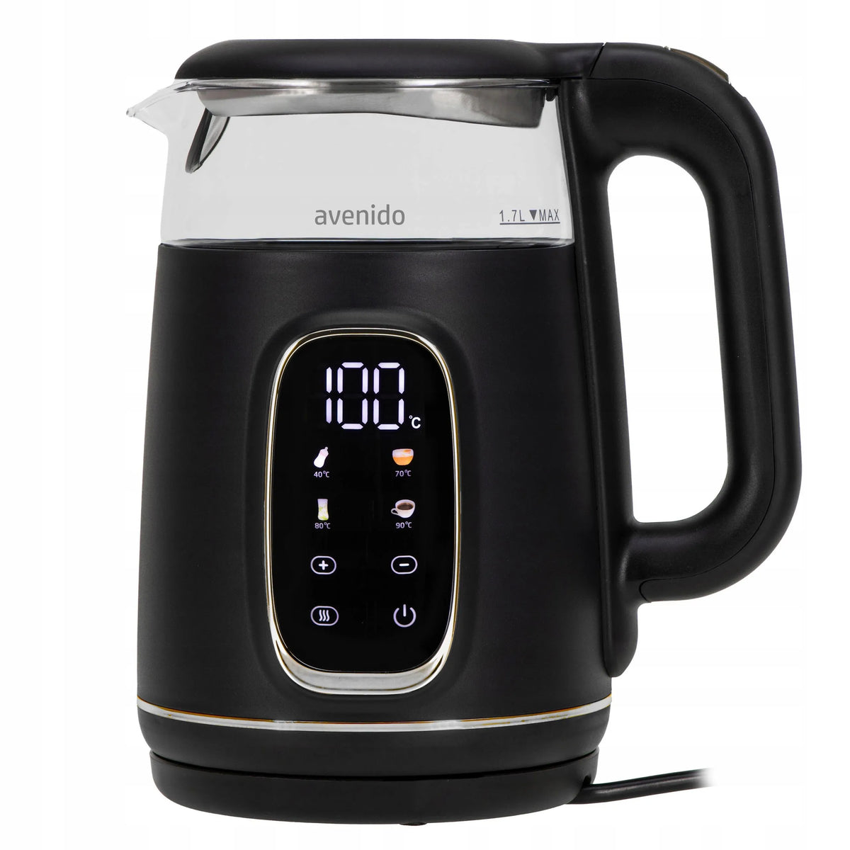 avenido stiklinis elektrinis virdulys su temperatūros reguliavimu 1,7 l