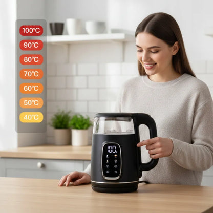 avenido stiklinis elektrinis virdulys su temperatūros reguliavimu 1,7 l