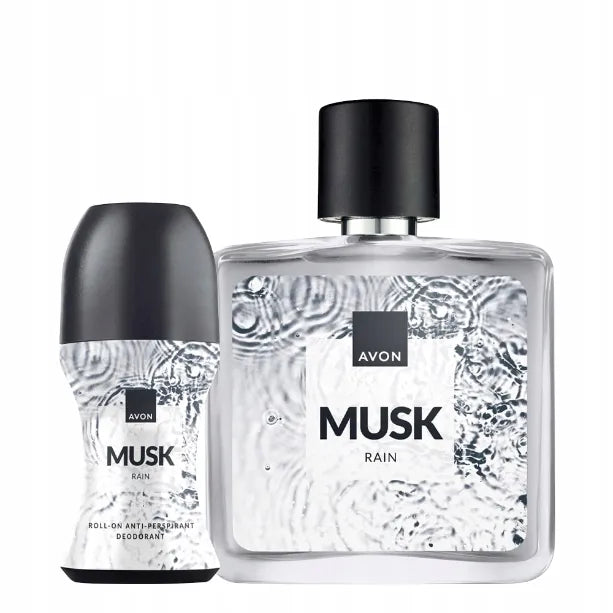 AVON Musk Rain rinkinys jam: tualetinis vanduo ir rutulinis dezodorantas