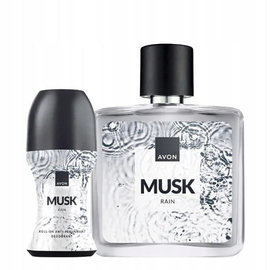AVON Musk Rain rinkinys jam: tualetinis vanduo ir rutulinis dezodorantas