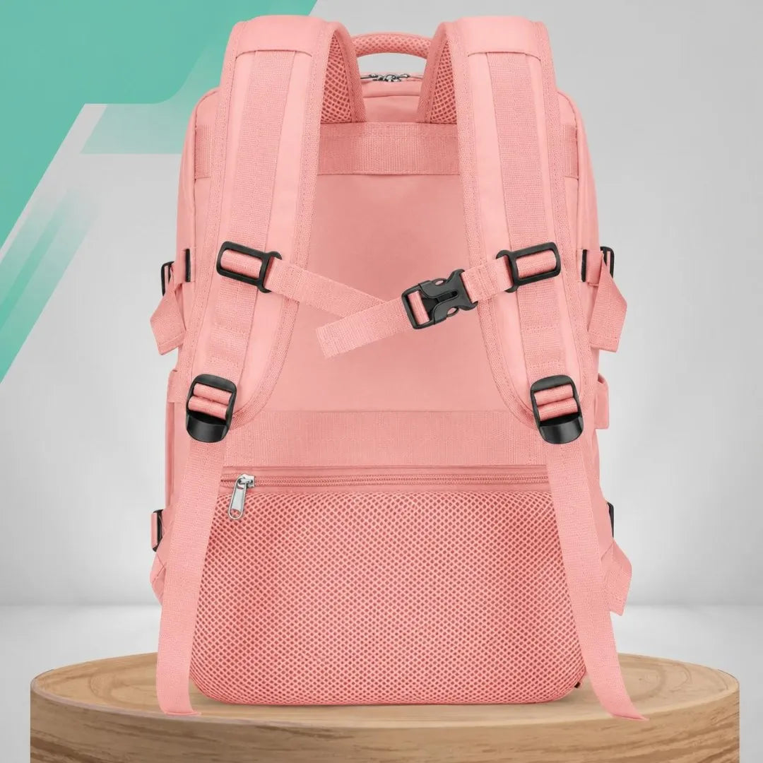 „Bakalu“ kelioninė kuprinė lėktuvui 40 × 30 × 20 cm, rožinė, su USB jungtimi