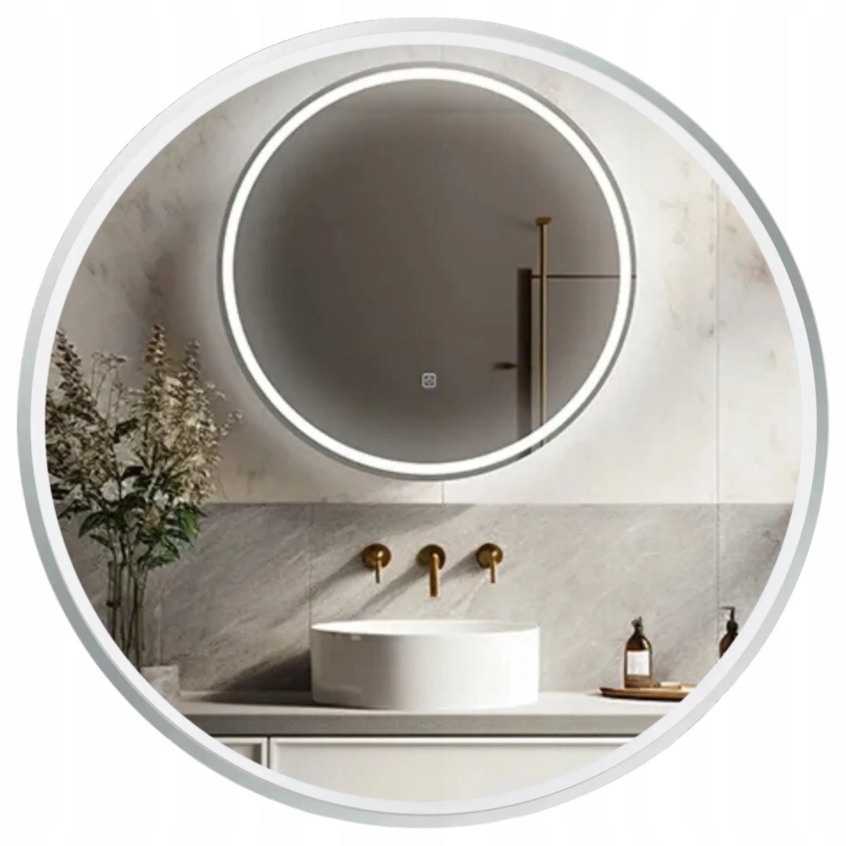 BALNEO LED apšviestas veidrodis 70 cm vonios sieninis apvalus SUN