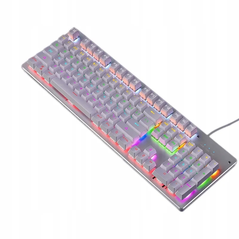 Balta mechaninė žaidimų klaviatūra „Yindiao CLASSIC“, RGB LED, „Outemu Blue“ jungikliai