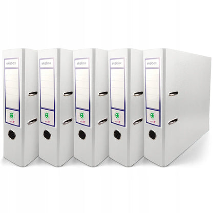 Baltas A4 segtuvas Ekobox 80mm, 5 vnt., platus biuro dokumentų segtuvas su svirtele