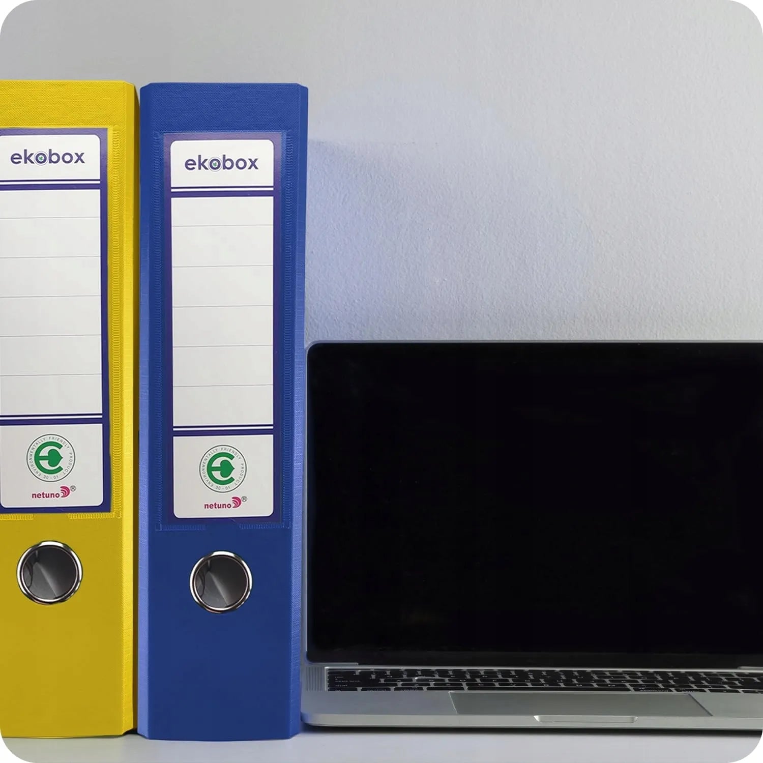 Baltas A4 segtuvas Ekobox 80mm, 5 vnt., platus biuro dokumentų segtuvas su svirtele