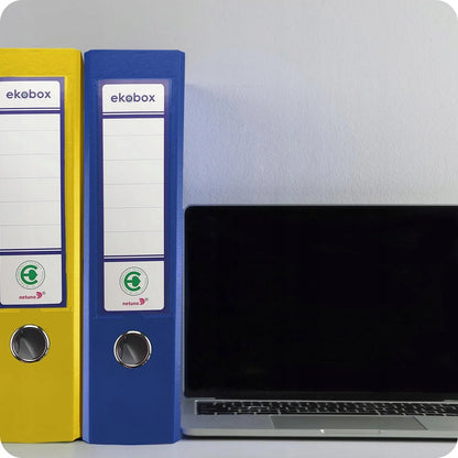 Baltas A4 segtuvas Ekobox 80mm, 5 vnt., platus biuro dokumentų segtuvas su svirtele