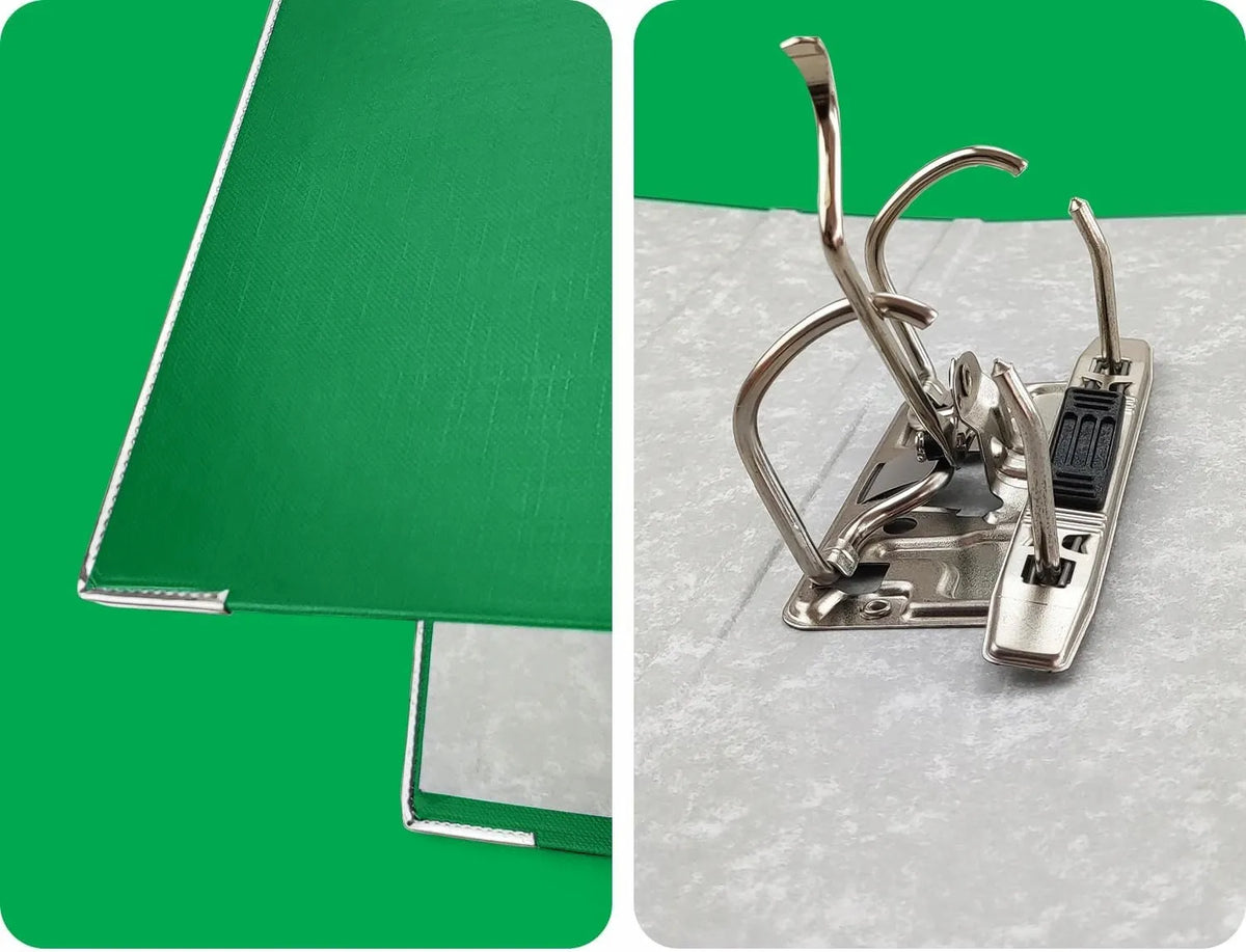 Baltas A4 segtuvas Ekobox 80mm, 5 vnt., platus biuro dokumentų segtuvas su svirtele
