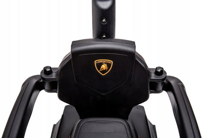 Baltas „Lamborghini Essenza SCV12“ vaikiškas automobilis-paspirtukas su stūmimo rankena