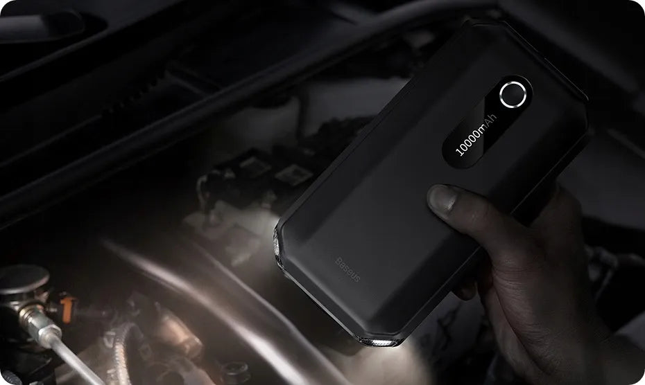 BASEUS automobilinis užvedimo įrenginys „Power Bank“ 10 000 mAh su žibintuvėliu ir gnybtais