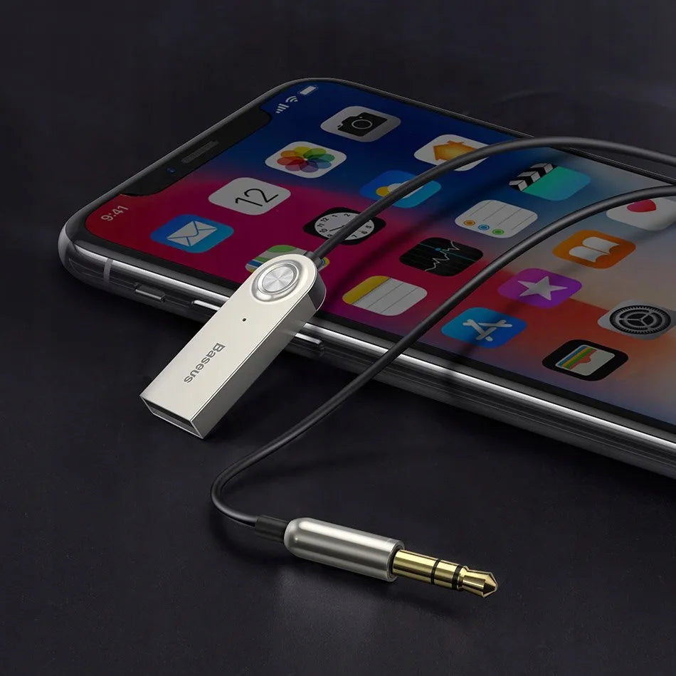 BASEUS Bluetooth AUX imtuvas automobiliui su mikrofonu, adapteris
