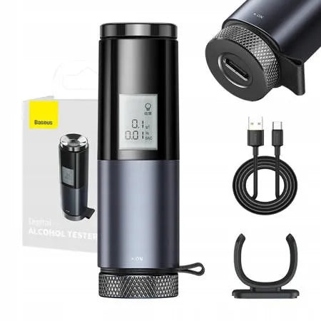BASEUS CRCX-01 elektroninis nešiojamas alkotesteris be kandiklio, LCD ekranas, USB-C krovimas + laidas