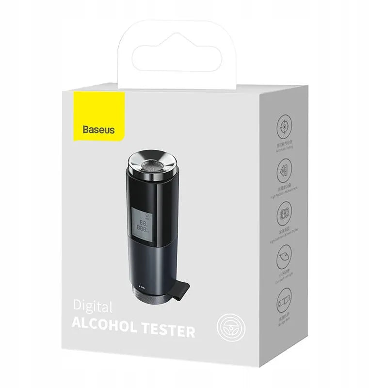 BASEUS CRCX-01 elektroninis nešiojamas alkotesteris be kandiklio, LCD ekranas, USB-C krovimas + laidas