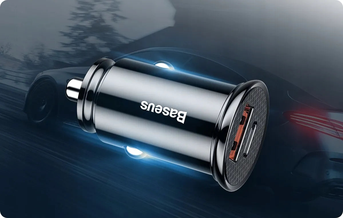 BASEUS galingas greitas automobilinis įkroviklis USB USB-C TYPE-C PD 30W QC 3.0 5A