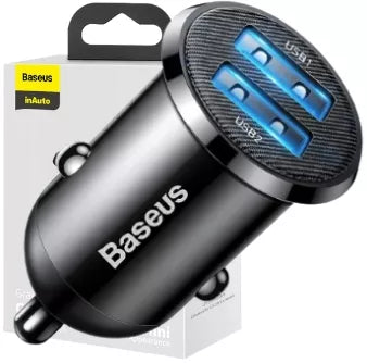 BASEUS greitas galingas automobilinis telefono įkroviklis 2x USB 4.8A 12-24V