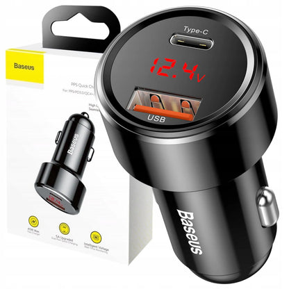 BASEUS greitasis automobilinis įkroviklis telefonui 45W 2x USB 6A QC 3.0 AFC