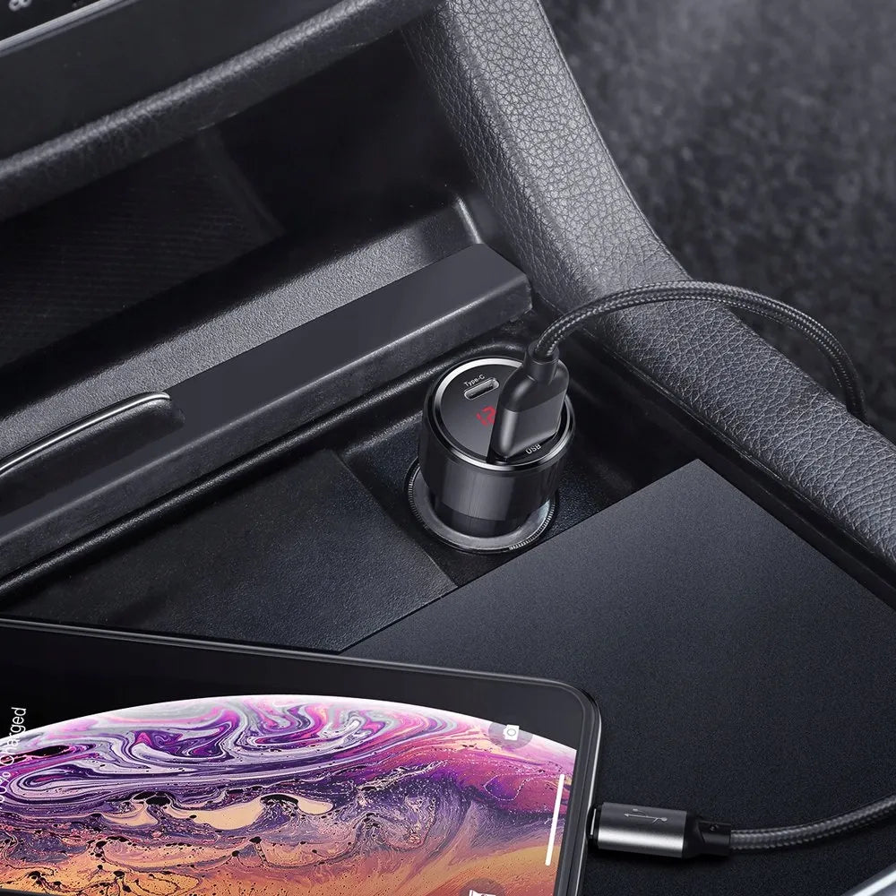 BASEUS greitasis automobilinis įkroviklis telefonui 45W 2x USB 6A QC 3.0 AFC