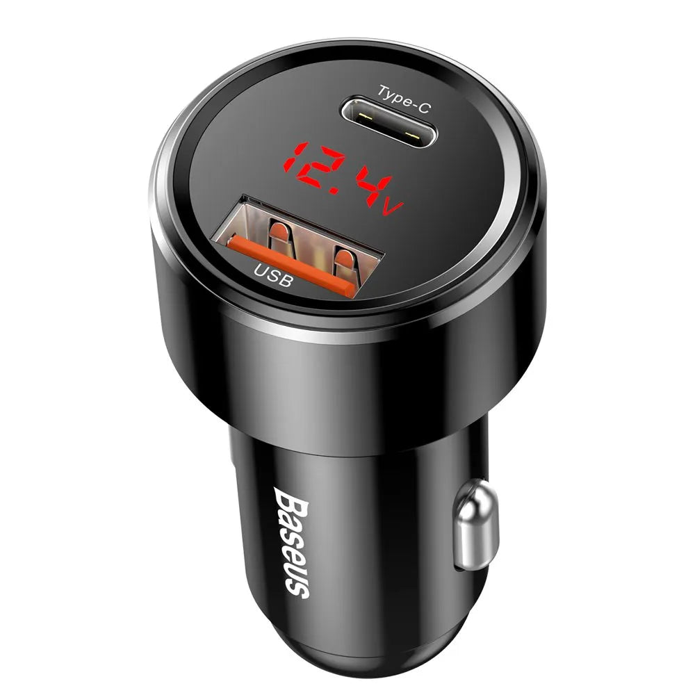 BASEUS greitasis automobilinis įkroviklis telefonui 45W 2x USB 6A QC 3.0 AFC