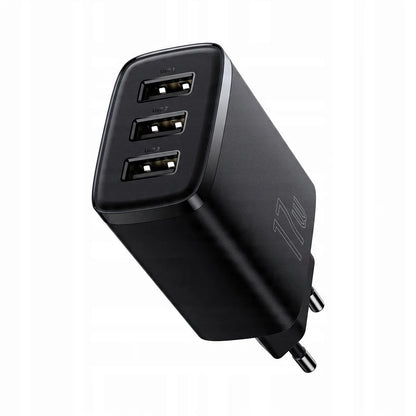 BASEUS greitasis telefono ir planšetės įkroviklis, 3 × USB, 17 W, 3,4 A, maitinimo adapteris, skirtas Qi