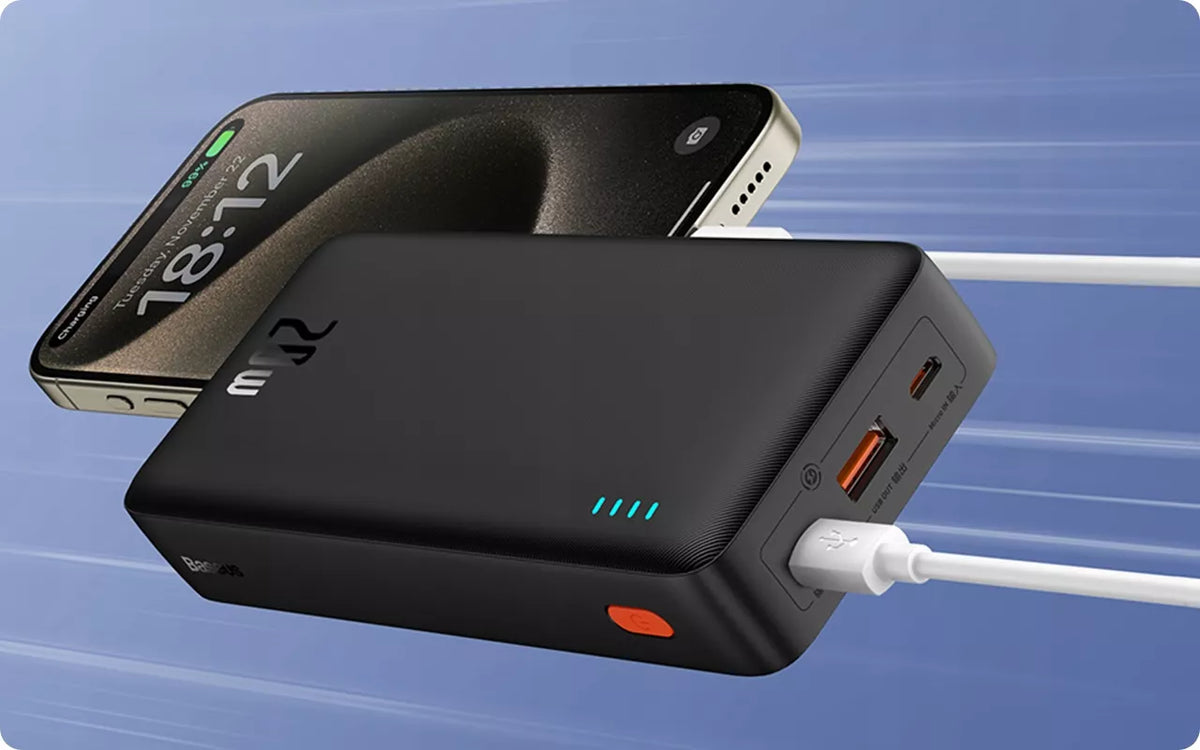 BASEUS išorinė baterija (power bank) su greitu įkrovimu 20000mAh 20W USB-C USB-A su laidu