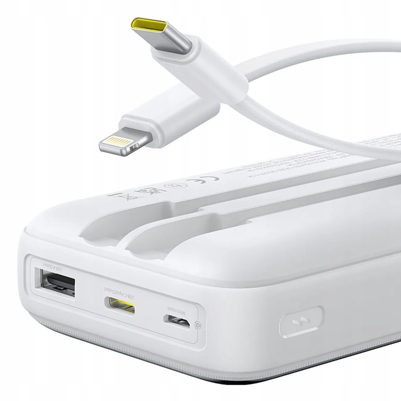 BASEUS Lipow powerbankas 20000 mAh, 22,5 W, USB-C, USB, su integruotais USB-C ir Lightning laidais