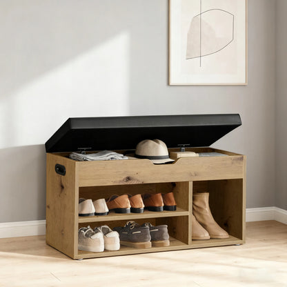 Batinų spintelė artisan su sėdyne, daiktadėže ir stalčiumi loft stiliaus