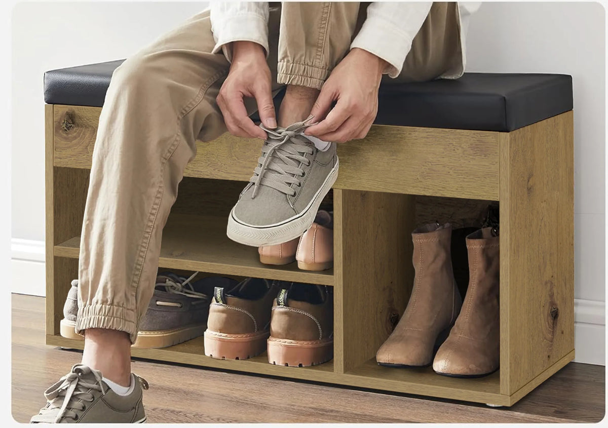 Batinų spintelė artisan su sėdyne, daiktadėže ir stalčiumi loft stiliaus
