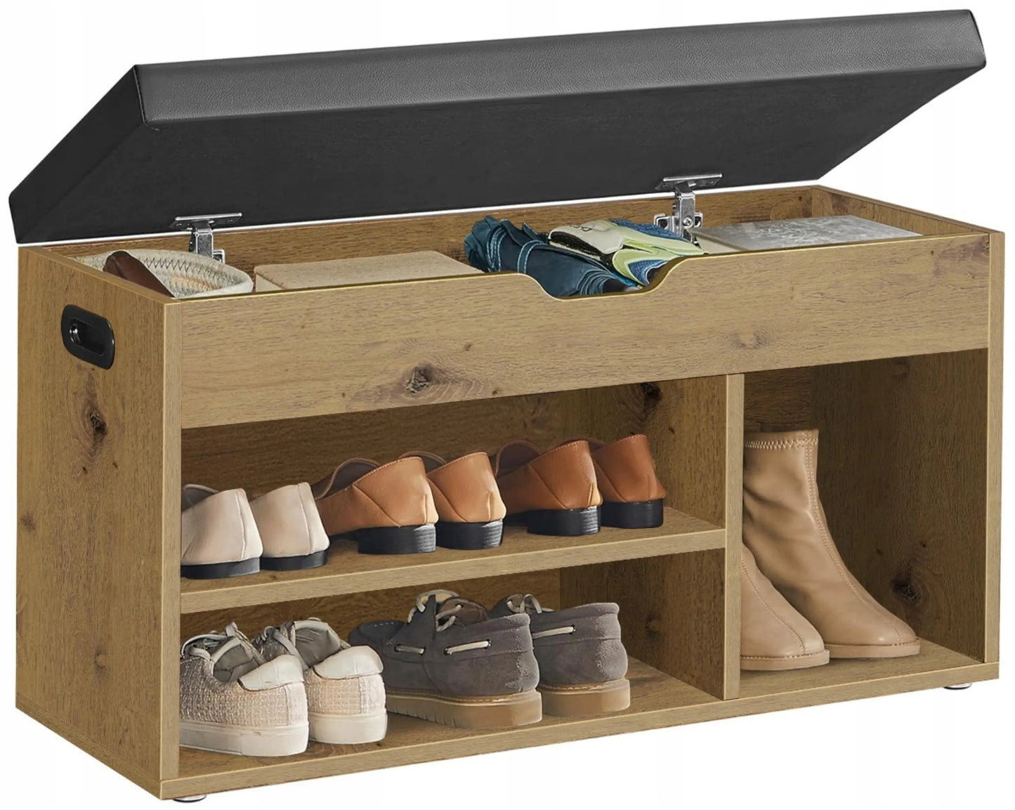Batinų spintelė artisan su sėdyne, daiktadėže ir stalčiumi loft stiliaus