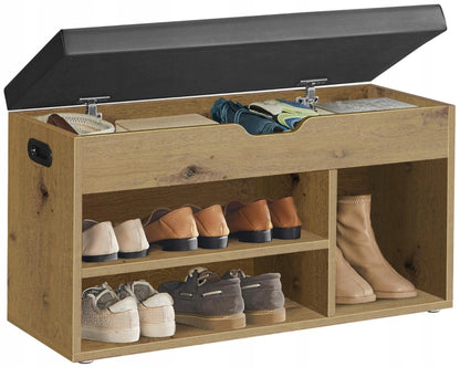Batinų spintelė artisan su sėdyne, daiktadėže ir stalčiumi loft stiliaus