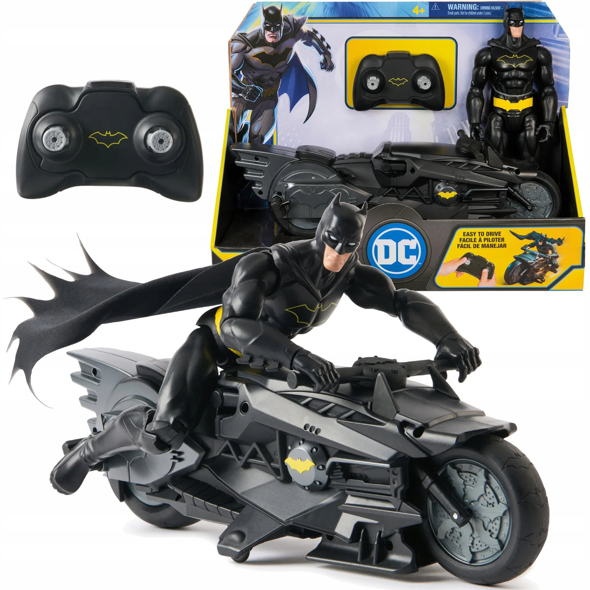 „Batman“ figūrėlė 30 cm ir nuotoliniu būdu valdomas „Batcycle“ motociklas, „DC Studios“