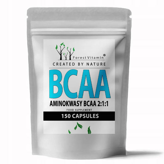 BCAA aminorūgštys 2:1:1, 150 kapsulių – leucinas, izoleucinas, valinas, regeneracijai