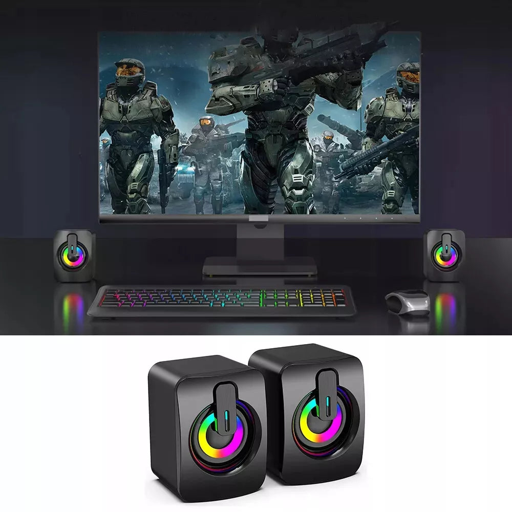 Kompiuterinės kolonėlės PC Sound Box RGB Stereofoninis Mikrofonas HIFI USB