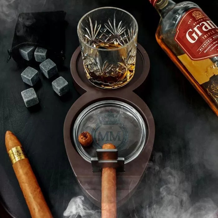 Premium rinkinys viskiui ir cigarams – dovana tėvo dienai, vyrui su stikline